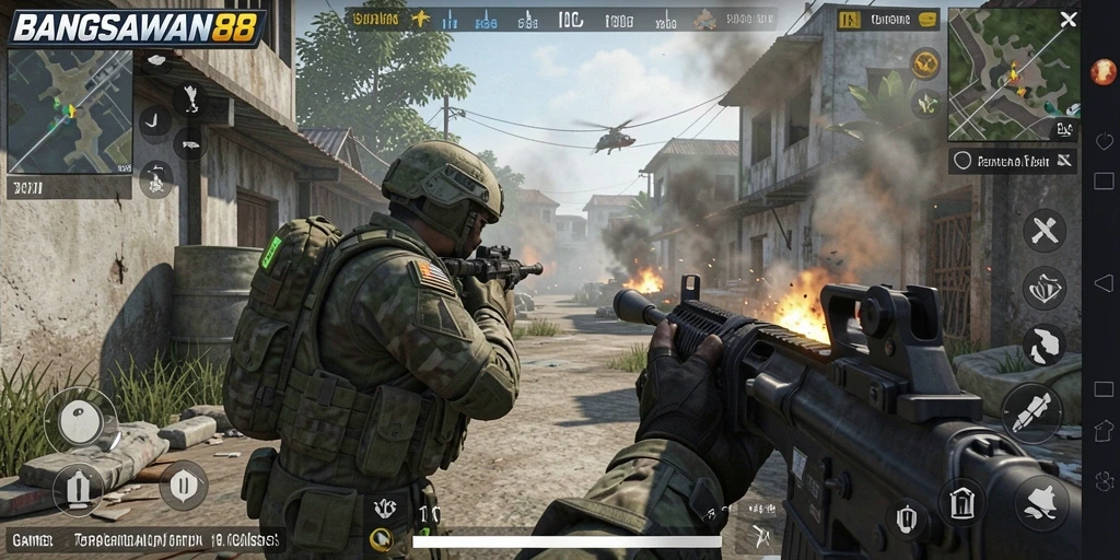 Tangkapan layar utama BANGSAWAN88 menampilkan aksi gameplay FPS yang mendebarkan.