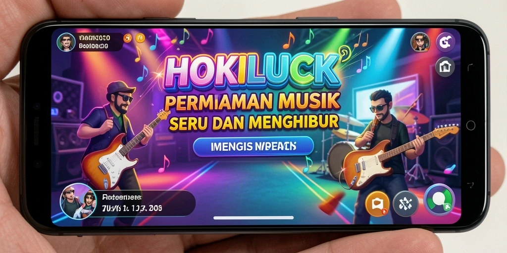 Tampilan gameplay seru HOKILUCK dengan berbagai pilihan lagu.