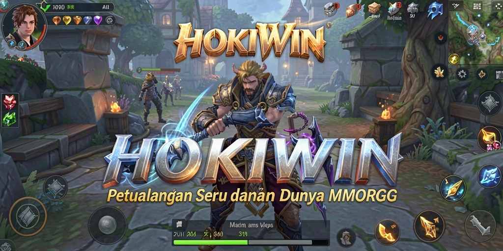 Tangkapan layar HOKIWIN menampilkan aksi seru dalam pertarungan MMORPG.