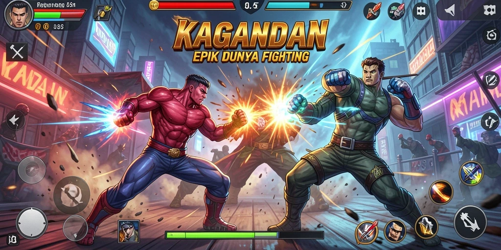 Screenshot utama menampilkan pertarungan seru dalam KAGANDAN.
