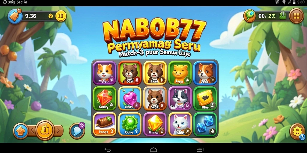 Tampilan gameplay seru dari NABOB77 dengan elemen Match-3.