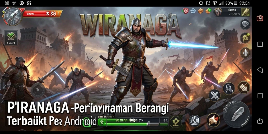 Screenshot WIRANAGA menampilkan aksi peperangan yang mendebarkan di medan perang.