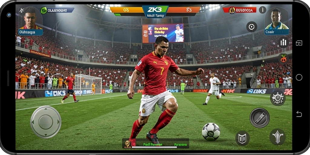 Screenshot ZK3 menampilkan aksi seru dalam permainan olahraga.